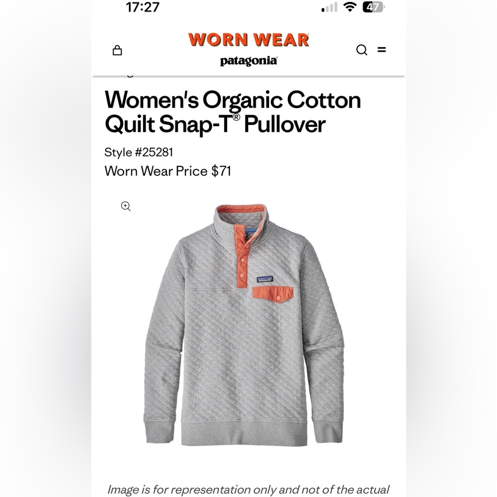 Patagonia Organic Cotton Snap-T in Gray and Orange small